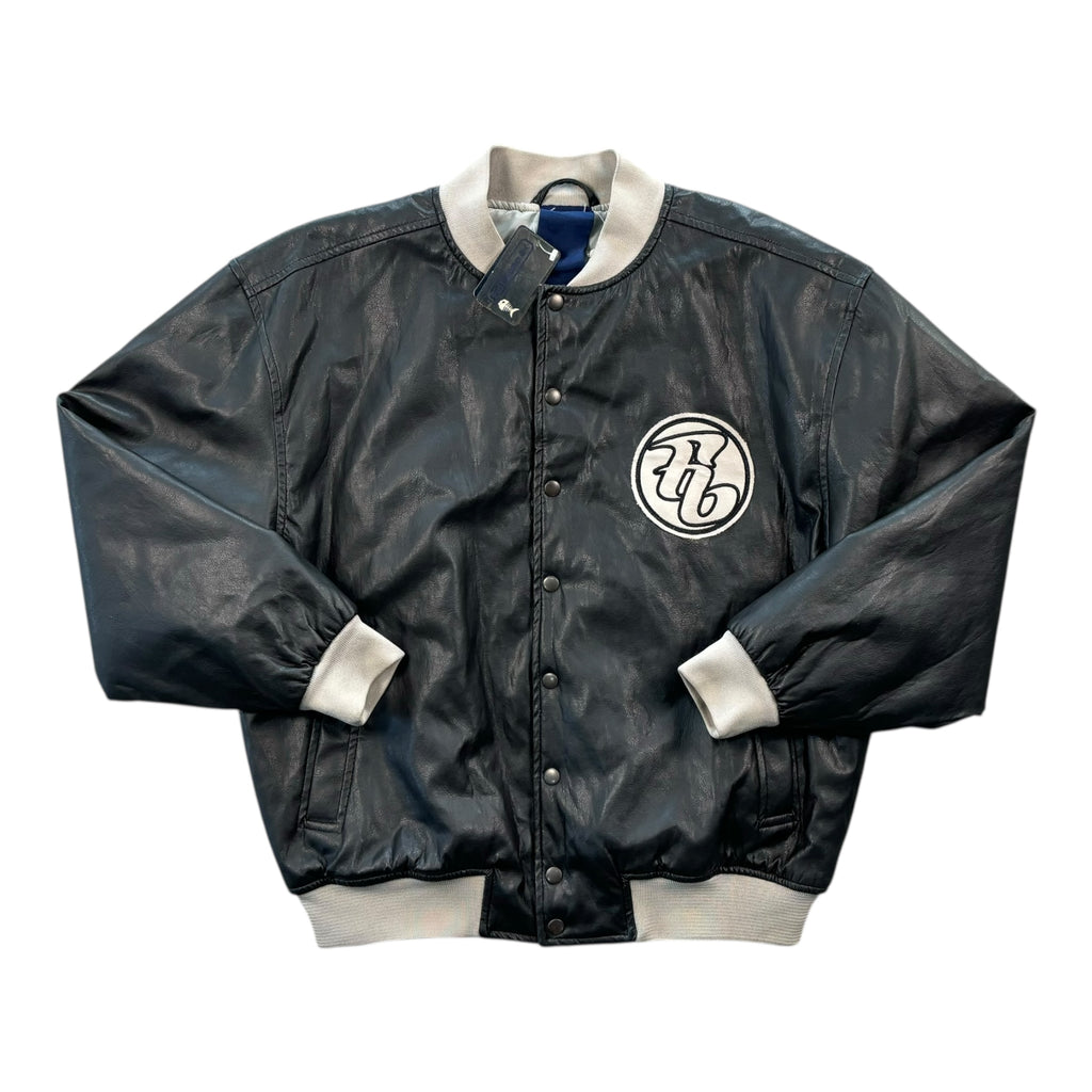 Leather bomber jacket