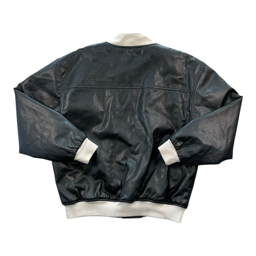 Leather bomber jacket